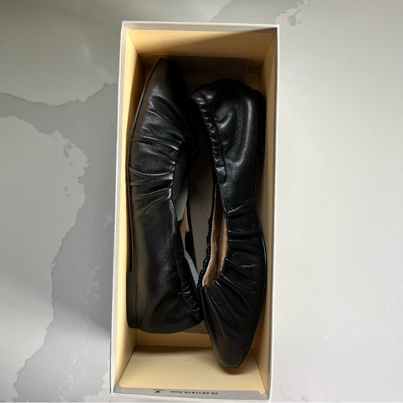 Marc Fisher LTD Ophia Black Leather Ruched Slip On Ballet Flats Women’s Sz 5 BNB - Picture 14 of 15